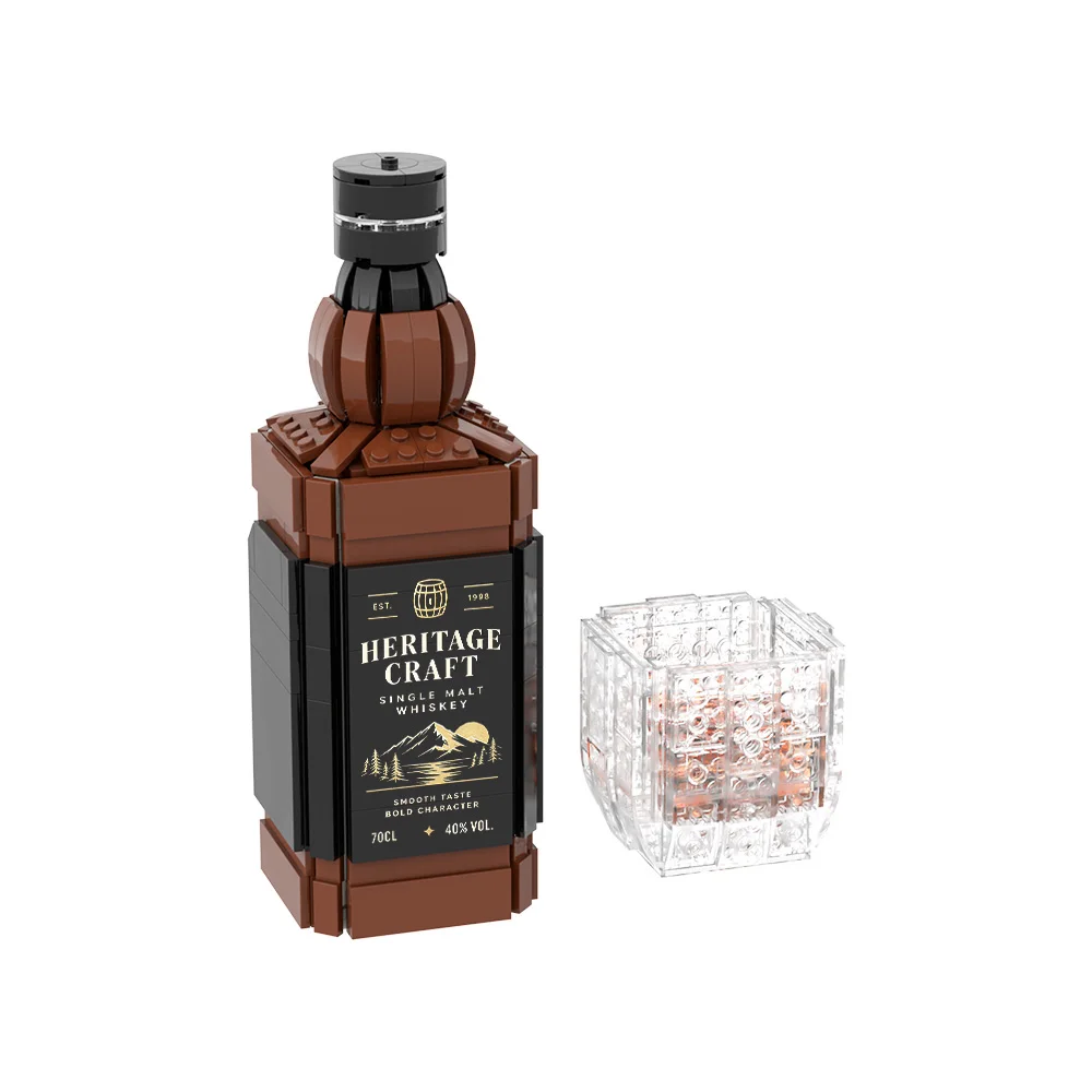 Wine Bottle Building Blocks Kit 486PCS Creative Liquor Bottle and Glasses Desk Decor Bricks Toy Adult Gift