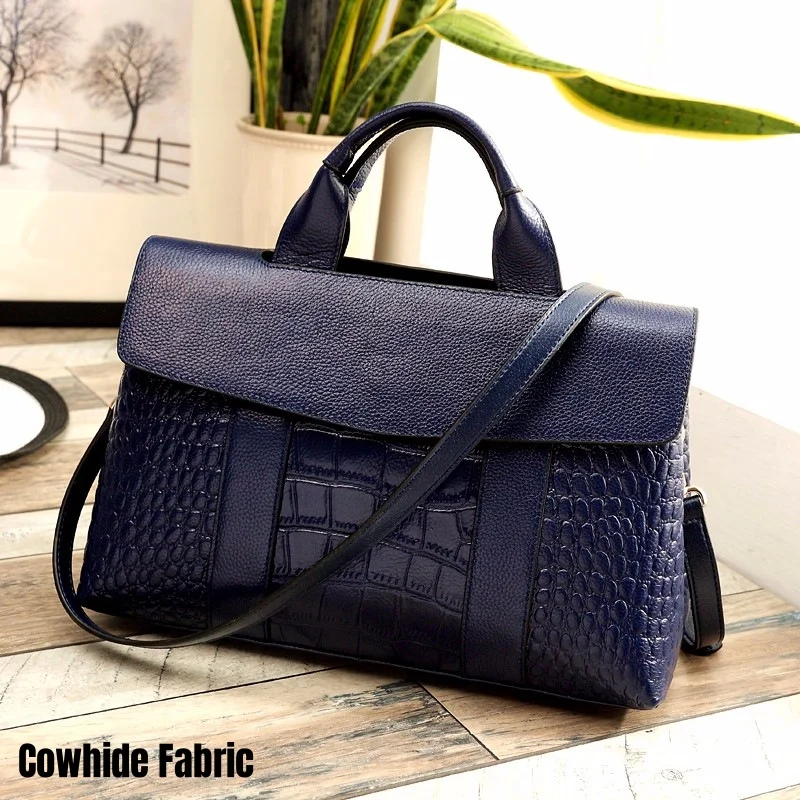 

Cowhide Crocodile Pattern Handbag Large Capacity Ladies Bag Hundred Crossbody Shoulder Women's Soft Large Capacity Comfortable