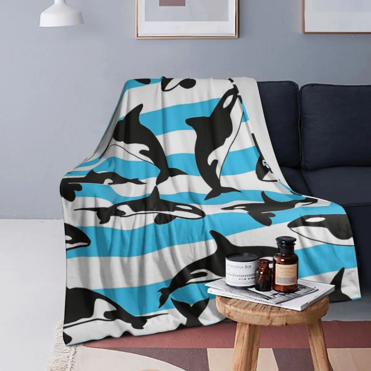 

Orca Killer Whale Blanket Soft Warm Flannel Throw Blanket Bedding for Bed Living room Picnic Travel Home Sofa