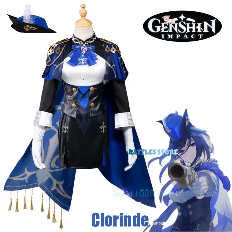 

New Genshin Impact Clorinde Cosplay Costume Fontaine Genshin Clorinde Cosplay Halloween Outfit Champion Duelist Uniforms Hat