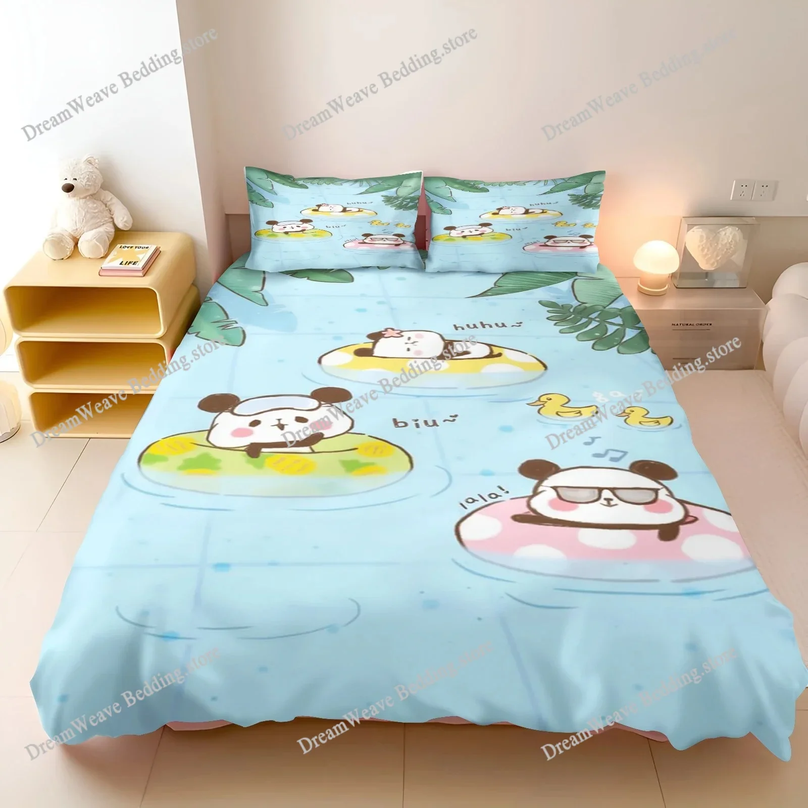Panda Cartoon Duvet Cover Cute Children's Bedroom 100% Polyester Adult Gift Bedding Set Home Textileextile963963