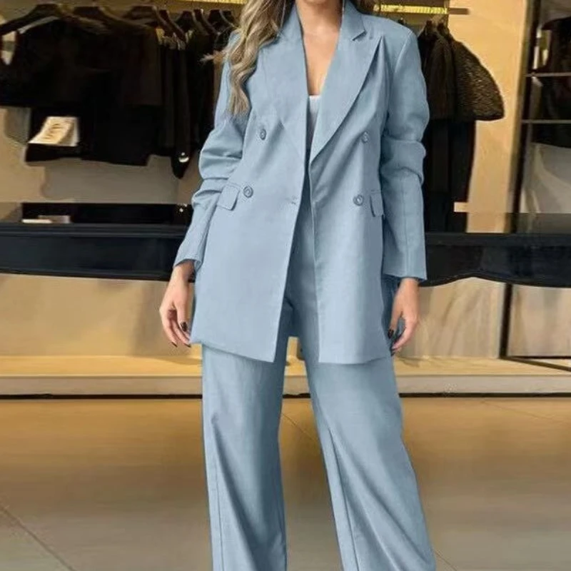 Set blazer in 2 pezzi da donna Office Lady Blazer con risvolto con visiera Abiti eleganti pantaloni a vita alta 2 pezzi Completi Set di pantaloni alla moda 2025