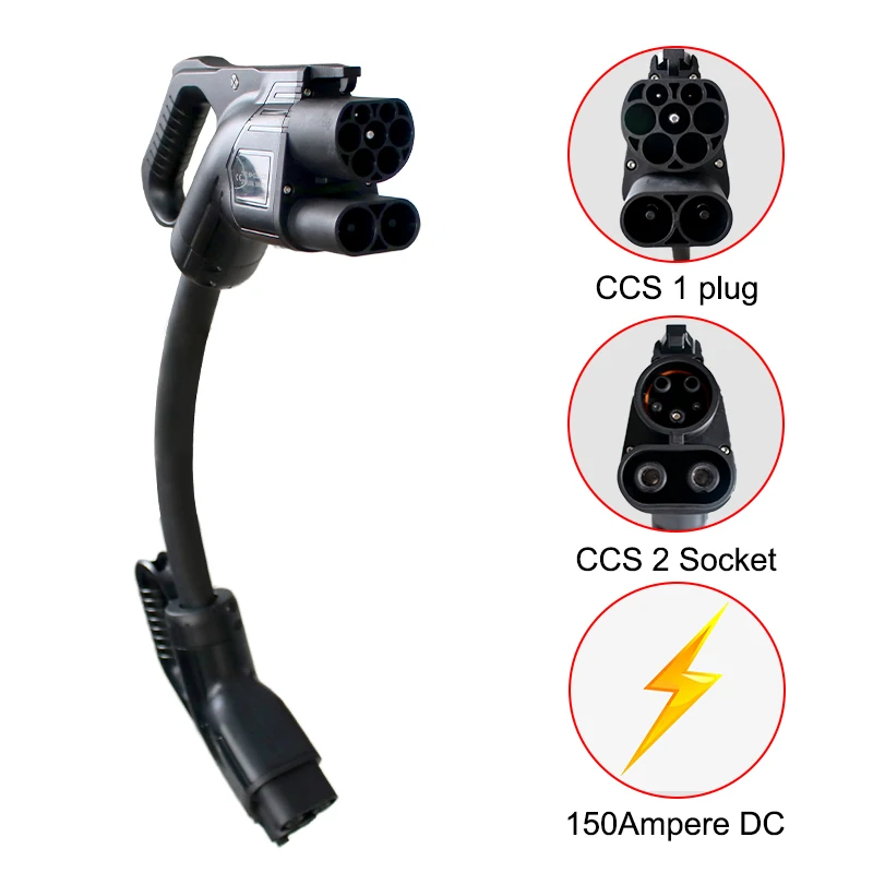 CCS2 to CCS1 EV PHEV Charging Cable DC Quick Charger Combo CCS 2 to CCS Combo 1 Plug Adapter With 0.5m EVSE Cable 1000V DC 150A