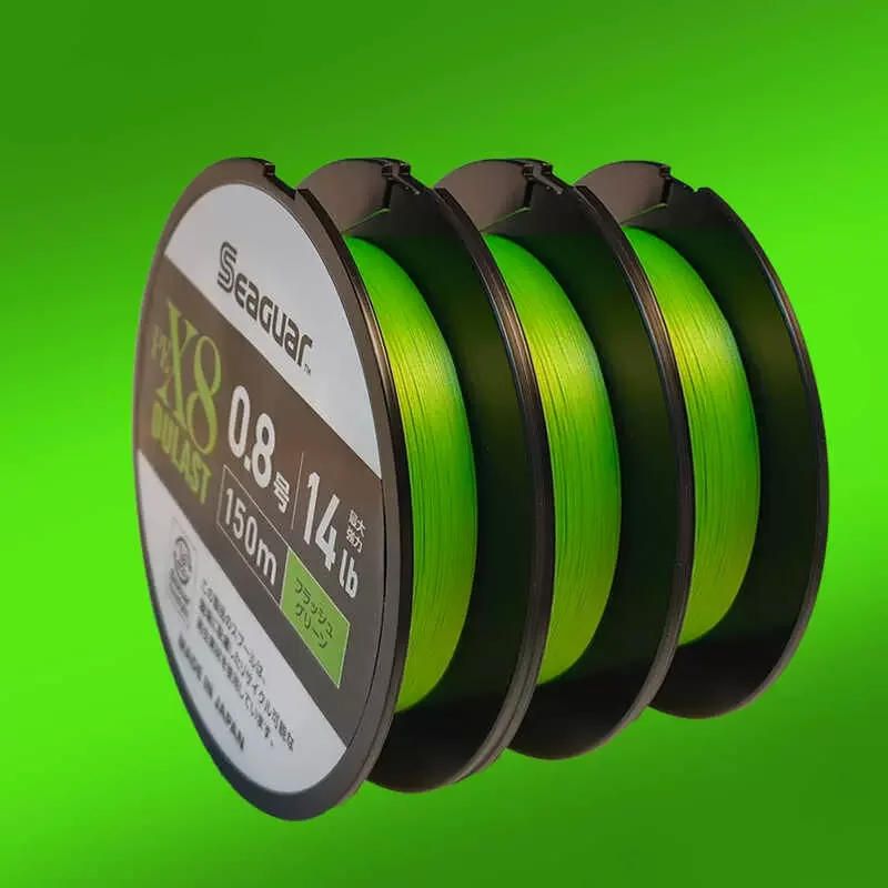 NEW SEAGUAR Fishing Line X8 DULAST Braided Fishing Wire 150M Green 8 Strands Made in Japan