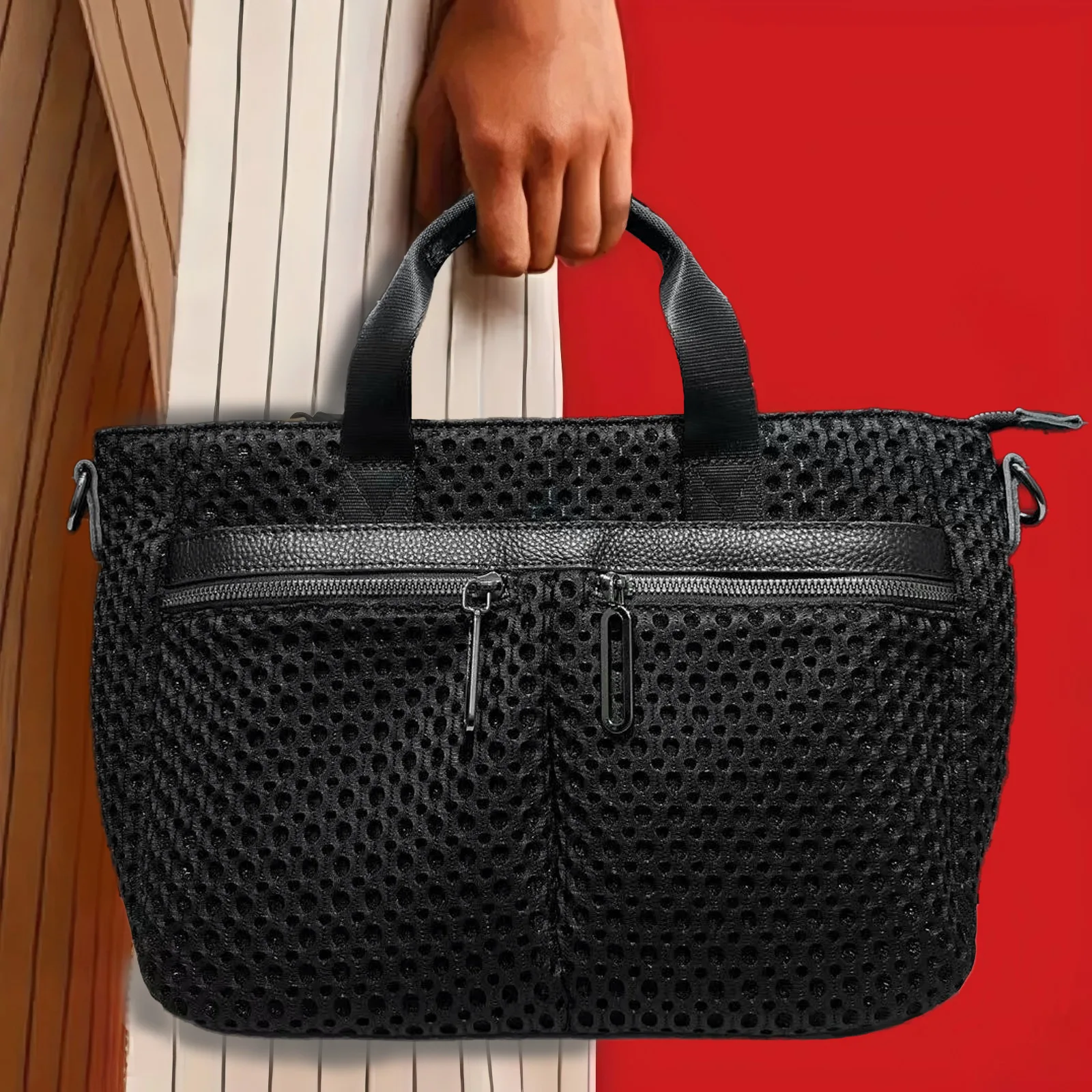 

Fashionable and casual women's mesh handbag, lightweight and multi pocket splicing handbag suitable for daily use
