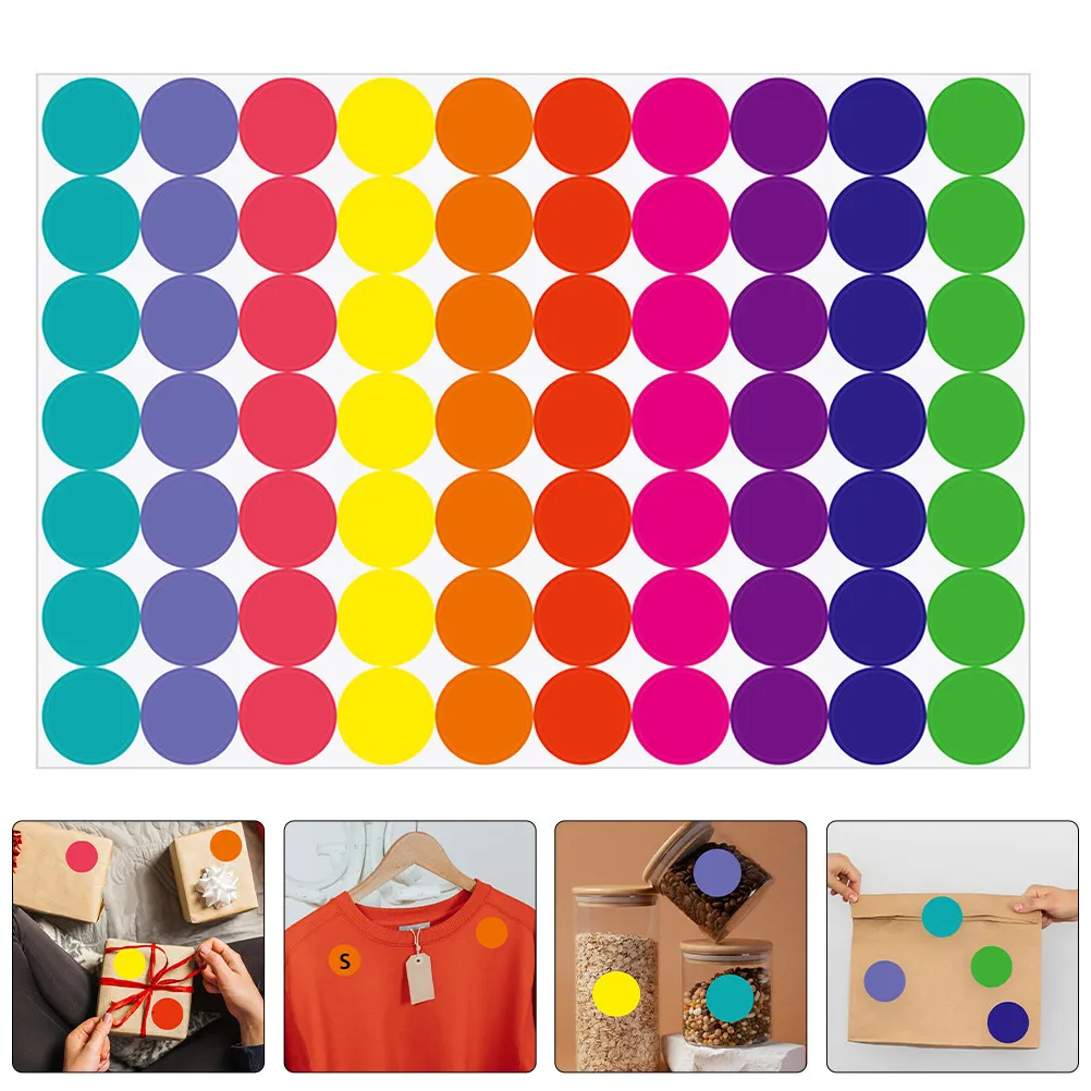 20Sheets Colorful Round Printable Coding Labels Writable Tear Resistant Strong Adhesion for Canning Jars Book Labels Garage