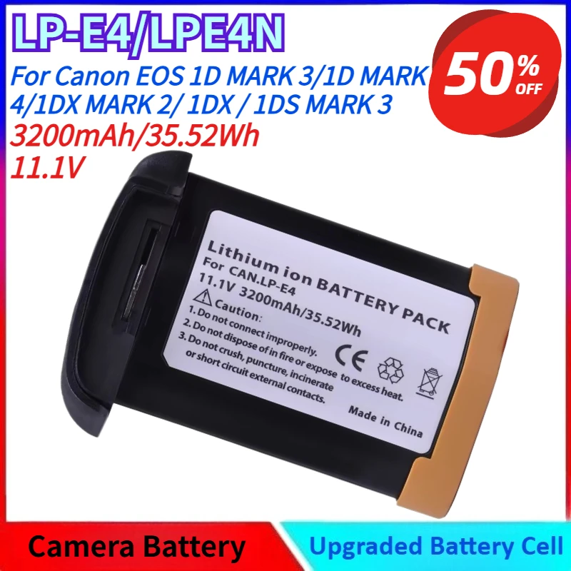 New 11.1V 3200mAh LP-E4/LPE4N Camera Battery for Canon EOS 1D/1DX / 1DS MARK 3/1D MARK 4/1DX MARK 2 Replacement Battery