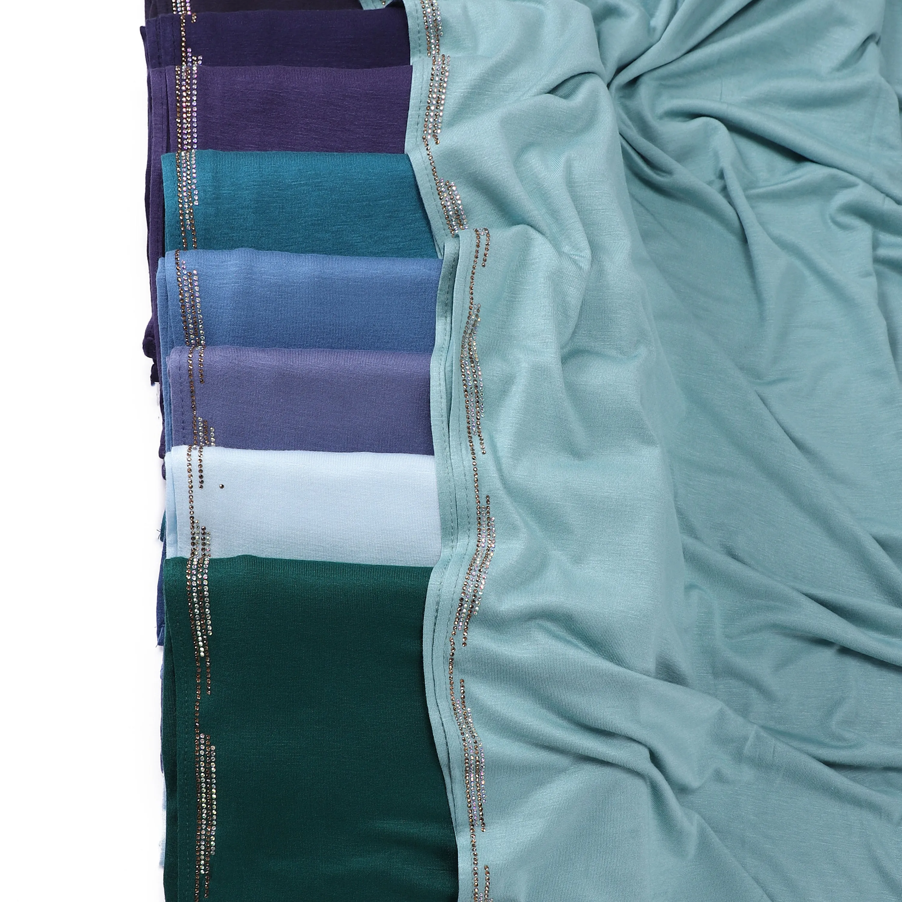 1 Piece High Quality Women Muslim Shawl Wrap Plain Ethnic Islamic Head Stretchy Rhinestone Scarf Jersey Cotton Diamond Hijabs