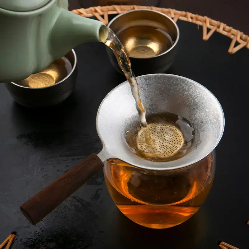 Pure Titanium Tea Strainer Long Handle Fine Mesh Filter Infuser for Loose Leaf Tea