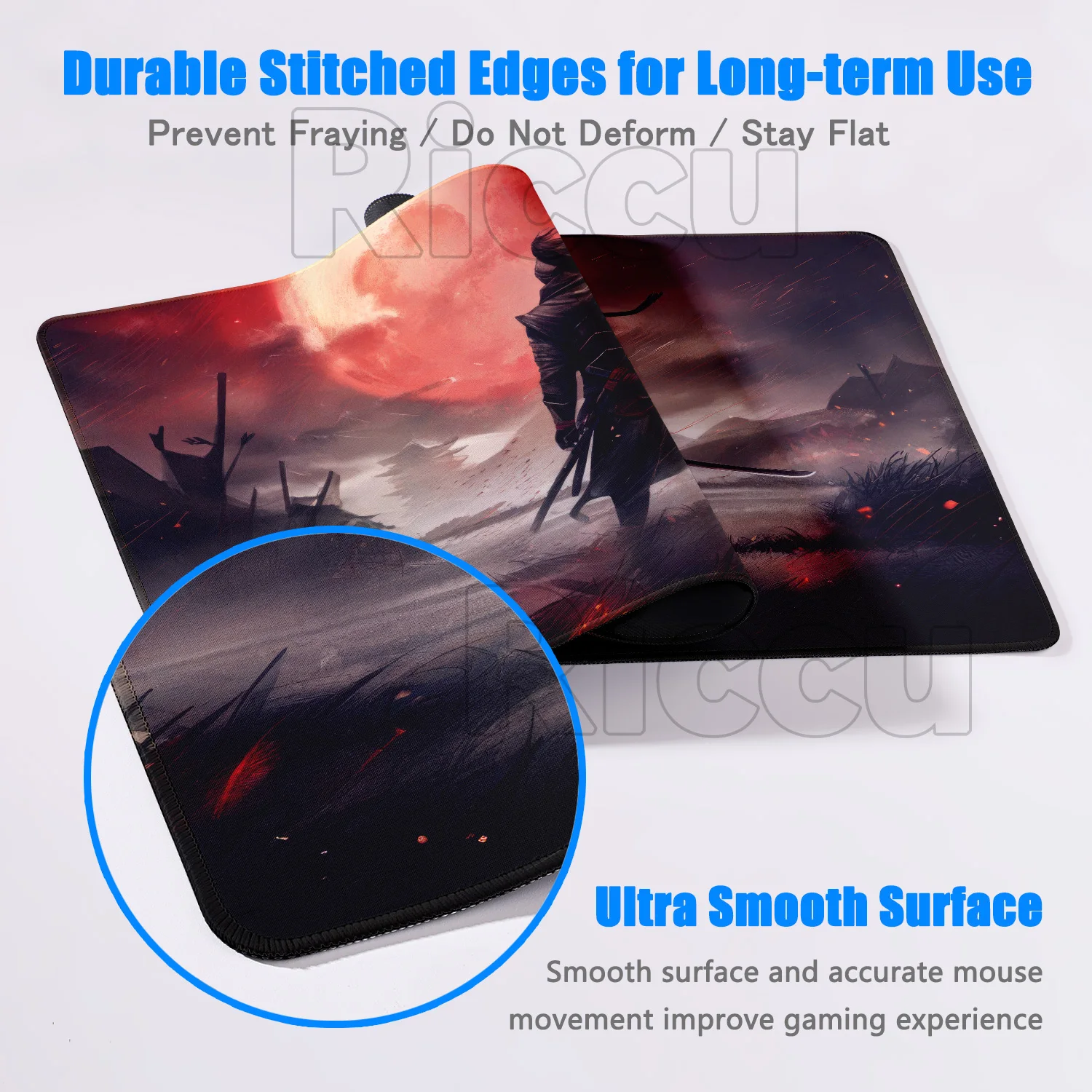 Mouse Pad Gamer Samurai Warrior Computer Accessories Keyboard Table Mat Black Mousepad Company Gaming Laptop Desk Accessory Pc