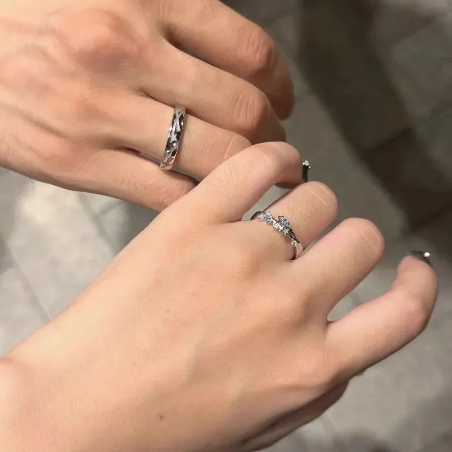 Unisex Luminous Star Couple Ring Women Men Glowing in The Dark Finger Rings Punk Lovers Aesthetic Jewelry Party Gifts