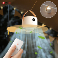 Portable Camping Ceiling Fan Rechargeable 7200mAh Wireless Tent Ceiling Fan 5 Speed Adjustment LED Lighting Timer Ceiling Fan
