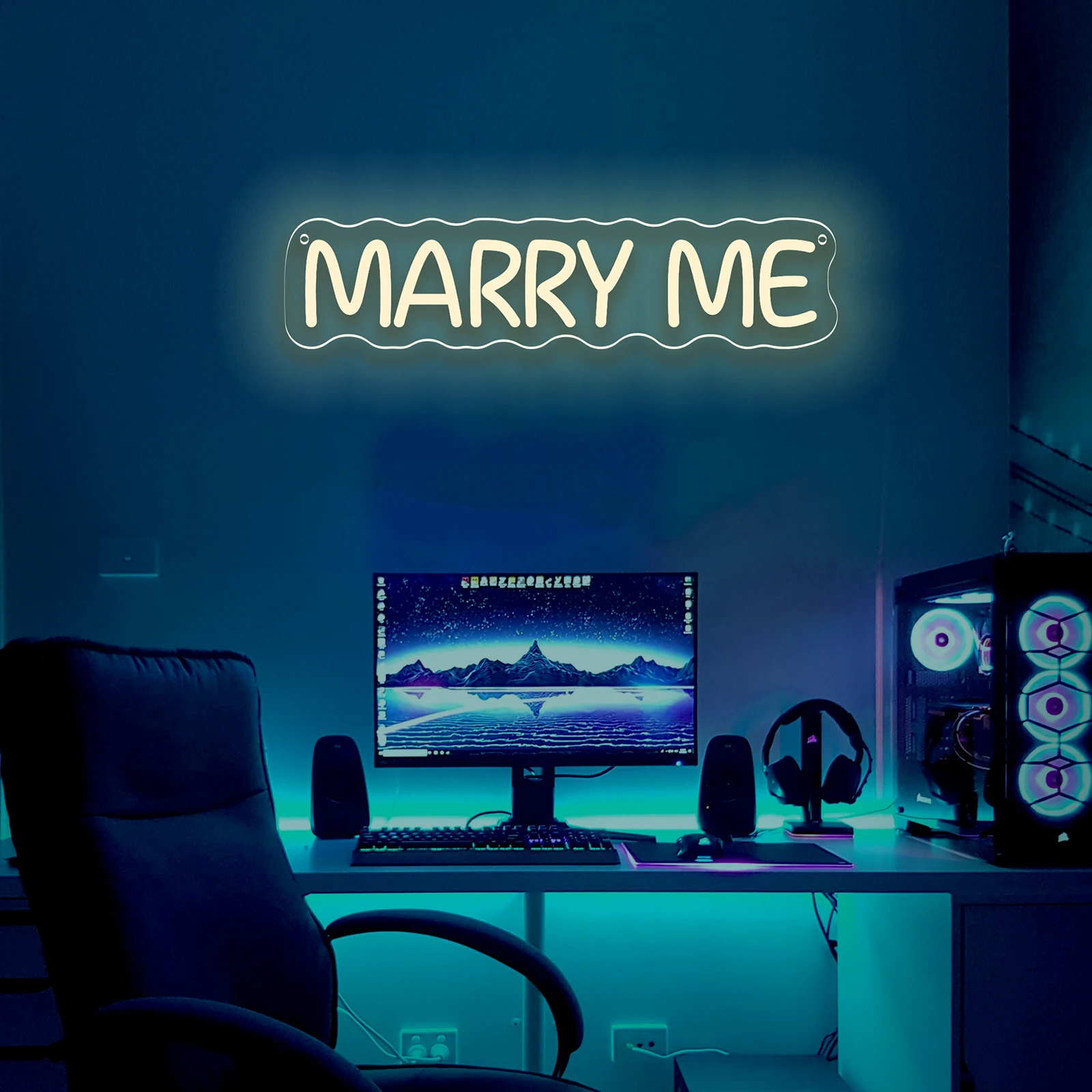 Marry Me LED Neon Sign USB Dimmable Neon Light Sign for Gameroom Bedroom Bar Livingroom Birthday Party Gift Wall Decoration