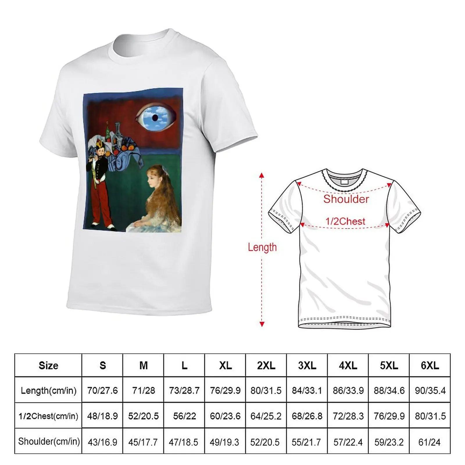 Rothko, Cezanne, Manet, Magritte, Renoir T-Shirt Retro Style Print Casual Top