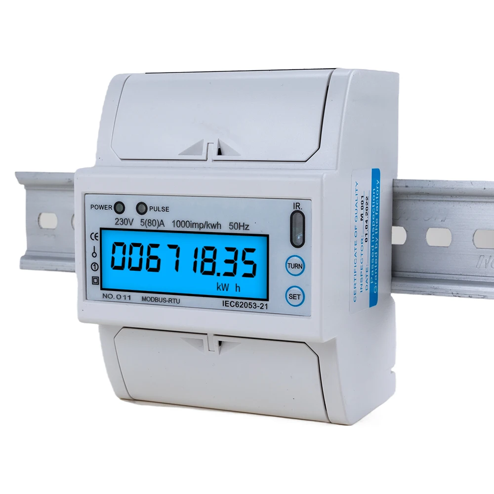 RS485 Din Rail Elektrische Ac 220V Eenfase Energie Meter Modbus Rtu Verbruik Kwh Spanning Stroom Wattmeter Monitor 230V 50Hz