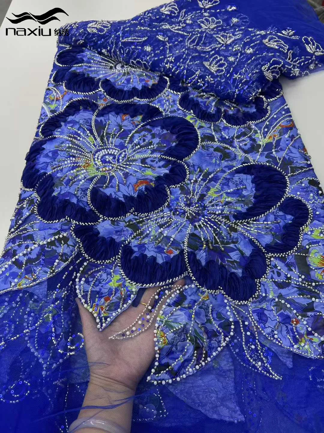 

Madison Nigeria Tulle 3D Lace African Lace Fabric with Beads Sequins 2025 High Quality Nigerian Mesh Net Lace Fabrics for Dress