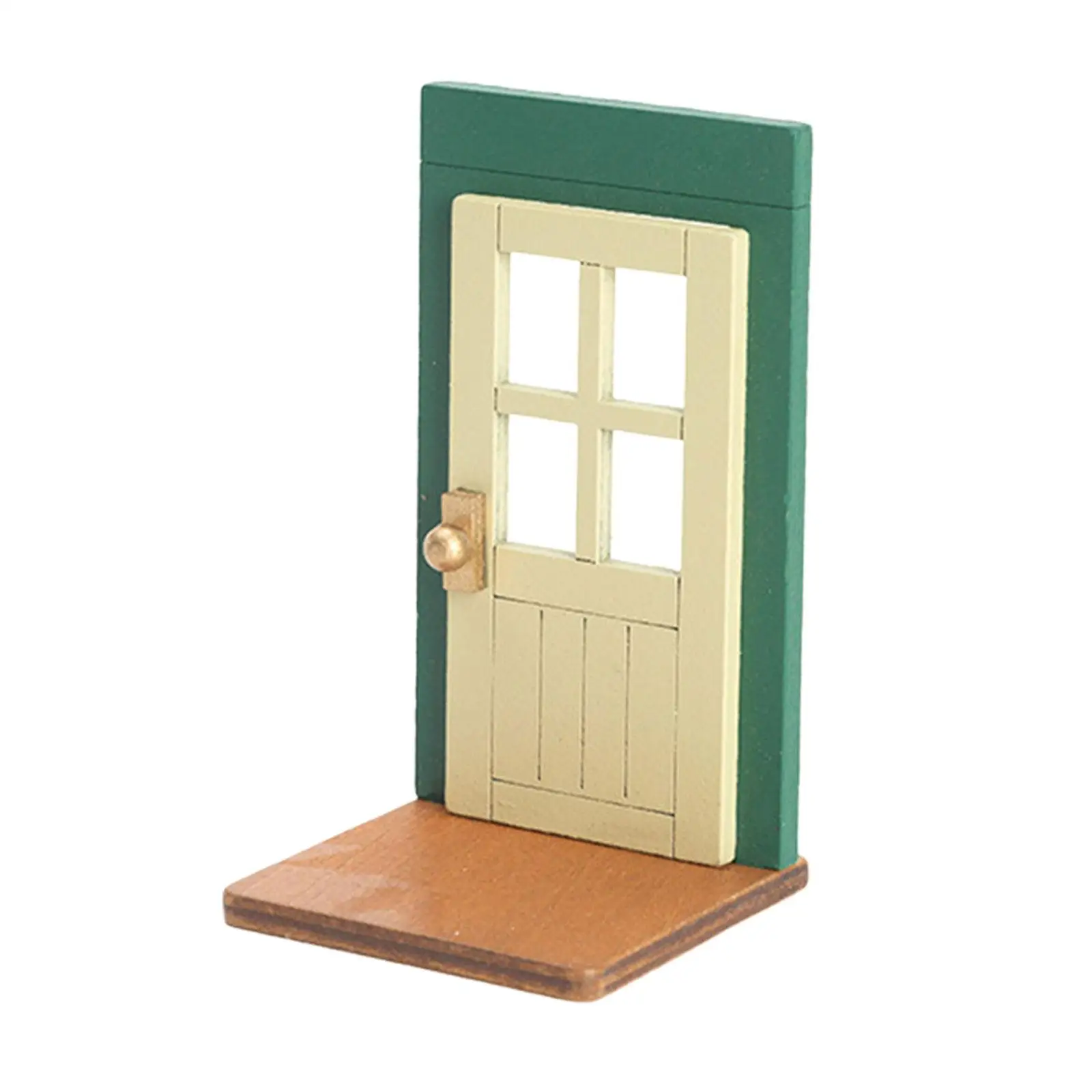 Dollhosue puerta de madera para niños en miniatura, muebles de casa de muñecas en miniatura, juguetes de juego de simulación para niños y niñas, decoración de puerta de casa de muñecas