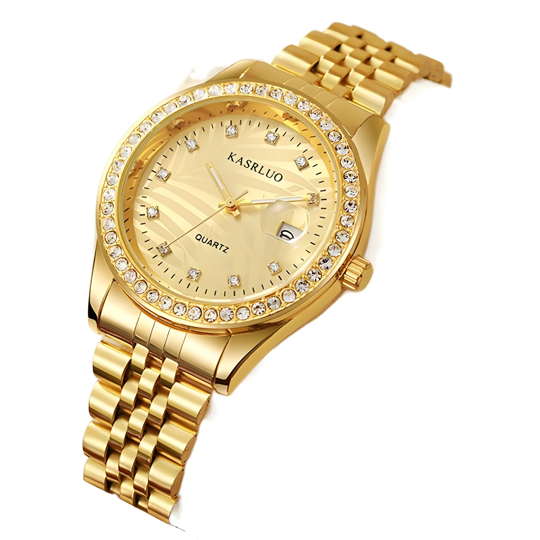 

Мужские часы с бриллиантовым стальным ремнем и календарем, студенческие автоматические кварцевые часы для взрослых, металлические весы, большой циферблат