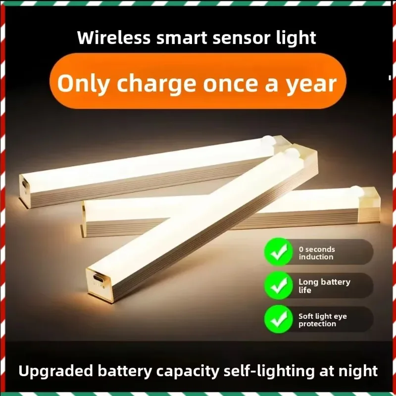 Night Light USB Charging Magnetic Induction Lamp Dimmable LED Under Cabinet Light Motion Sensor for Bedside Wardrobe Stairway