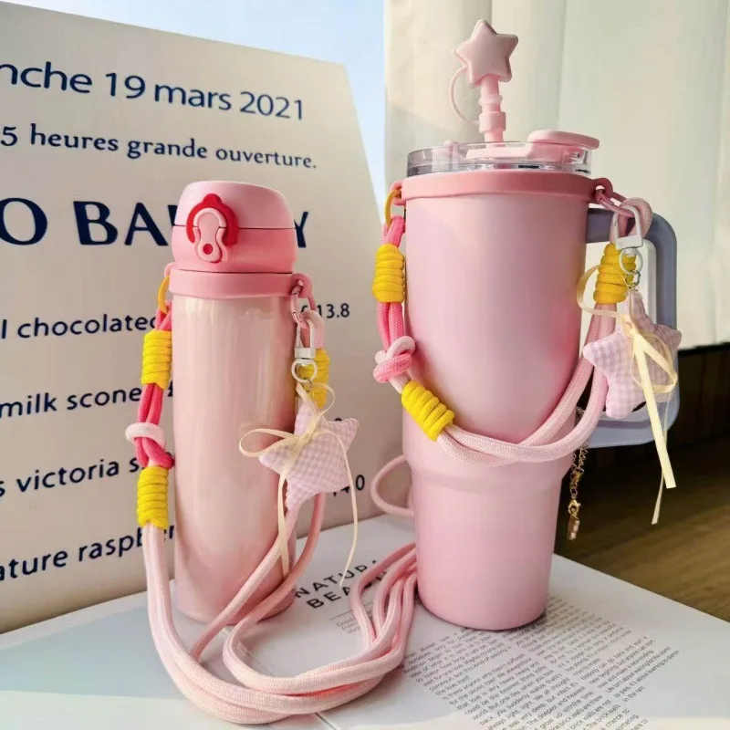 Cute Woven Strap Hand-held Water Cup Lanyard For Stanley Tumbler Universal Accessories Suitable 6-10cm Cup Mouth Holder Sleeve