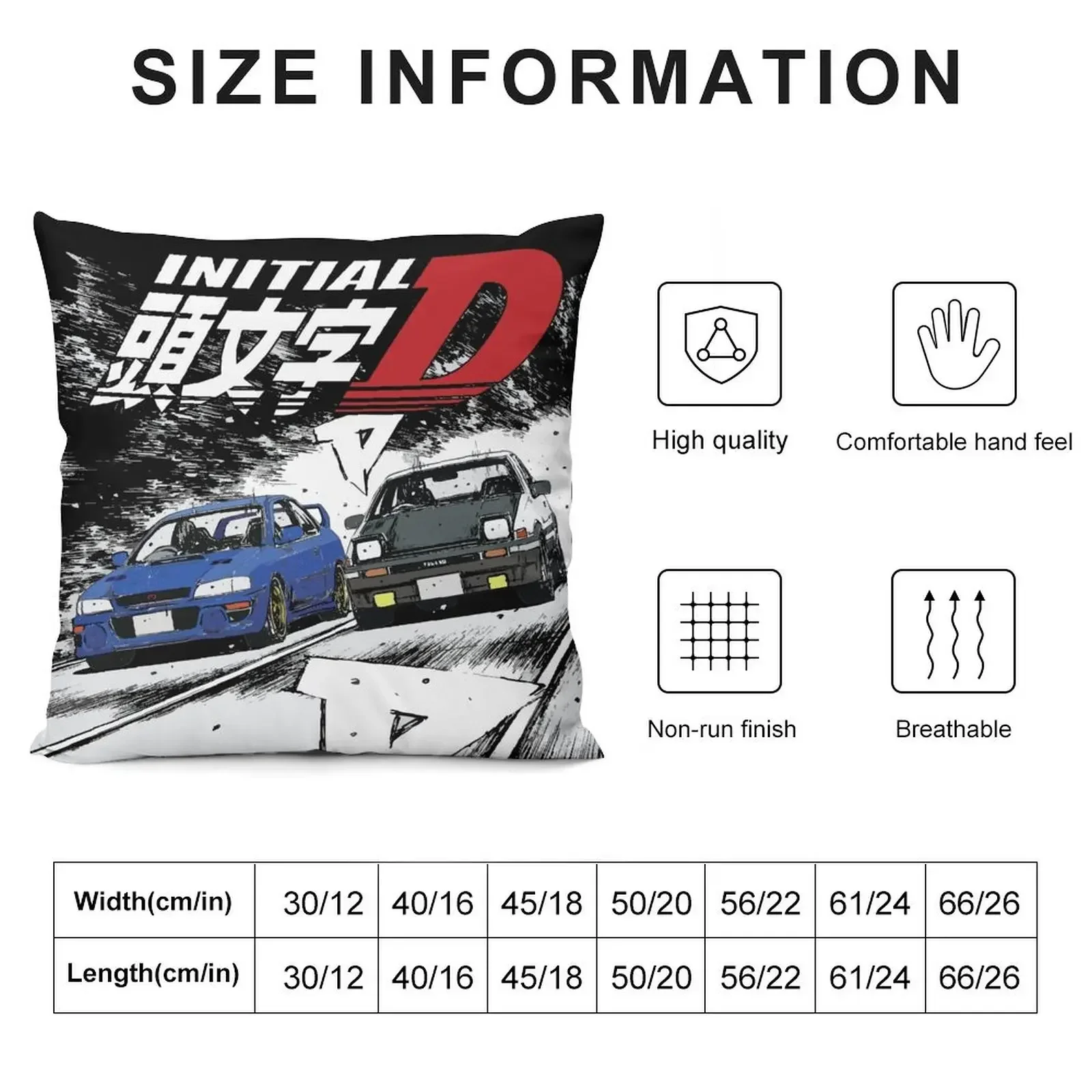 Initial D - Mountain Drift Racing Tandem Takumi Fujiwara AE86 vs Bunta Fujiwara GC8 Chase Throw Pillow