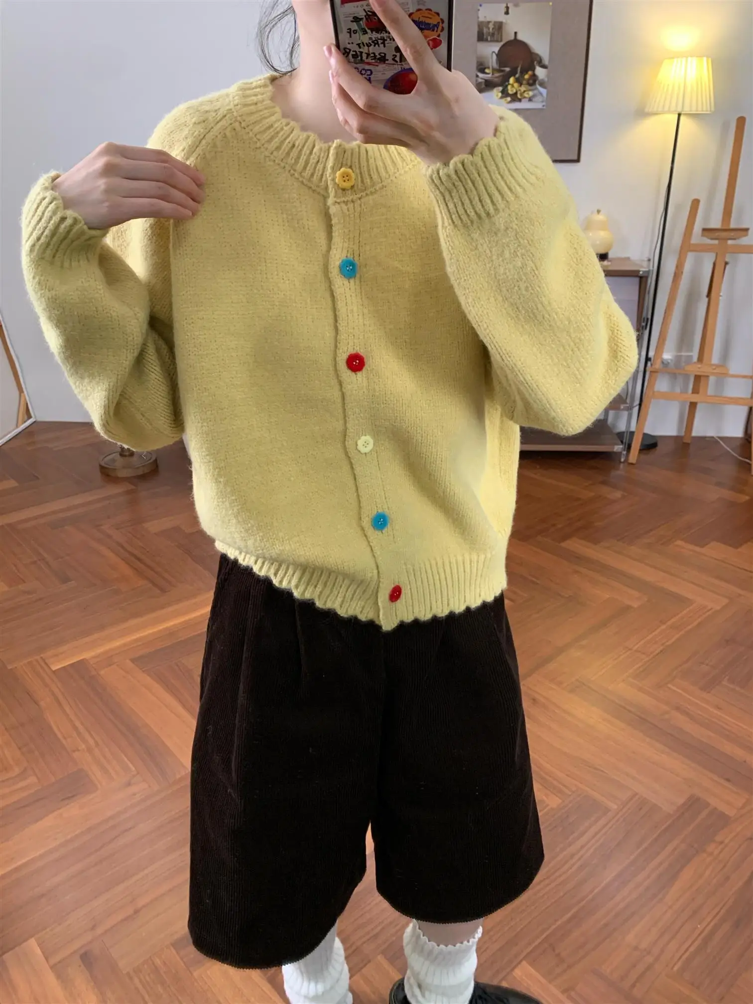 

Свободный комфортный женский свитер в корейском стиле с круглым вырезом, мягкий, уютный, вязаный, с длинными рукавами, для повседневной носки