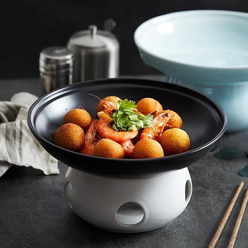 Chinese Style Ceramic Dinner Plate Heating and Holding Restaurant Steak Modern Creativity Home Kitchen Tableware