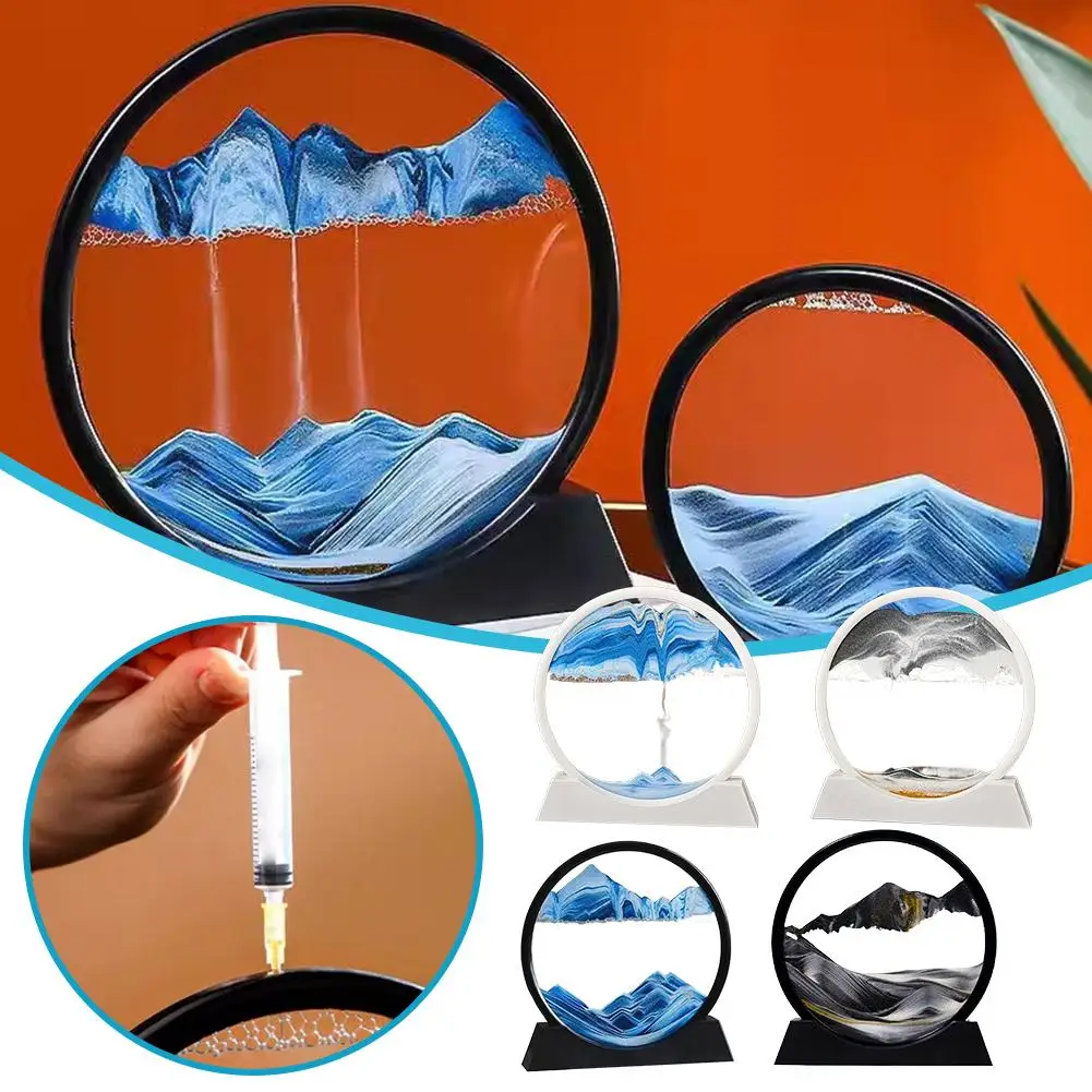 7 بوصة الرمال المتحركة الرمال عرض أعماق البحار صورة فنية ثلاثية الأبعاد ديناميكية المنزل الحركة مكتب الديكور الرمال اللوحة الهدايا عرض P5K1