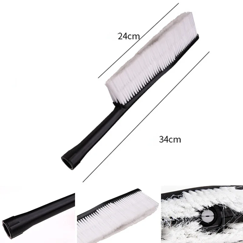 White Soft Fur Self-service Cleaning, Dust Removal, Car Washing, Water Supply Brush Head, Short Handle Car Washing Brush Nozzle