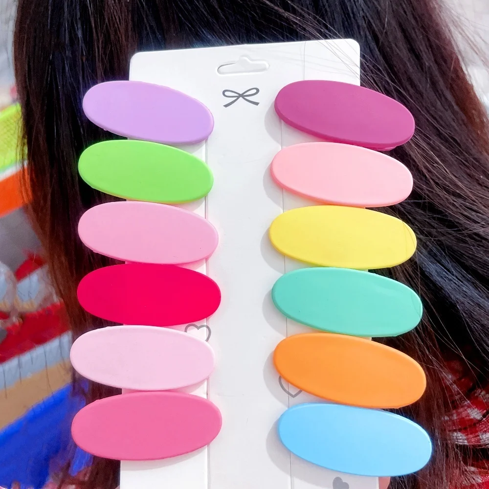 20pcs 40mm Candy Color Hairpins Oval Girls Hairclip Setting Base DIY Kids Hair Clip Jewelry Making Hair Accessories Wholesale