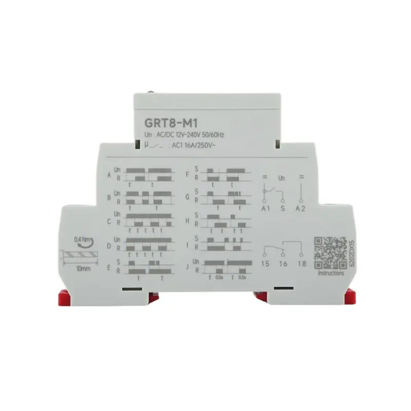 ABUO-GEYA GRT8-M1 On Off Time Delay Relay 16A AC/DC12V-240V Multifunction Din Rail Automatic Timer Relay