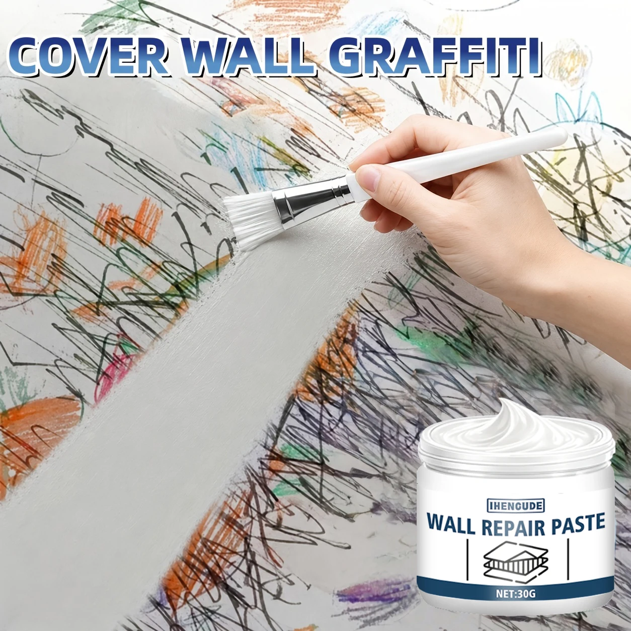 Upgraded Professional Wall Repair Product, Easily Restores the Smoothness of Wooden Furniture and Walls, Crack-Resistant, Convenient to Apply, Effectively Repairs Various Cracks, Peeling, and Holes in Walls and Wooden Furniture, Repairs Blackened Walls, Footprints, Graffiti, Scratches, and Scuffs, Easy to Apply, Convenient to Use, Self-Repairing Wall Repair Paste, No Professional Skills Required, Repairs Wall Holes, Cracks, and Peeling Surfaces