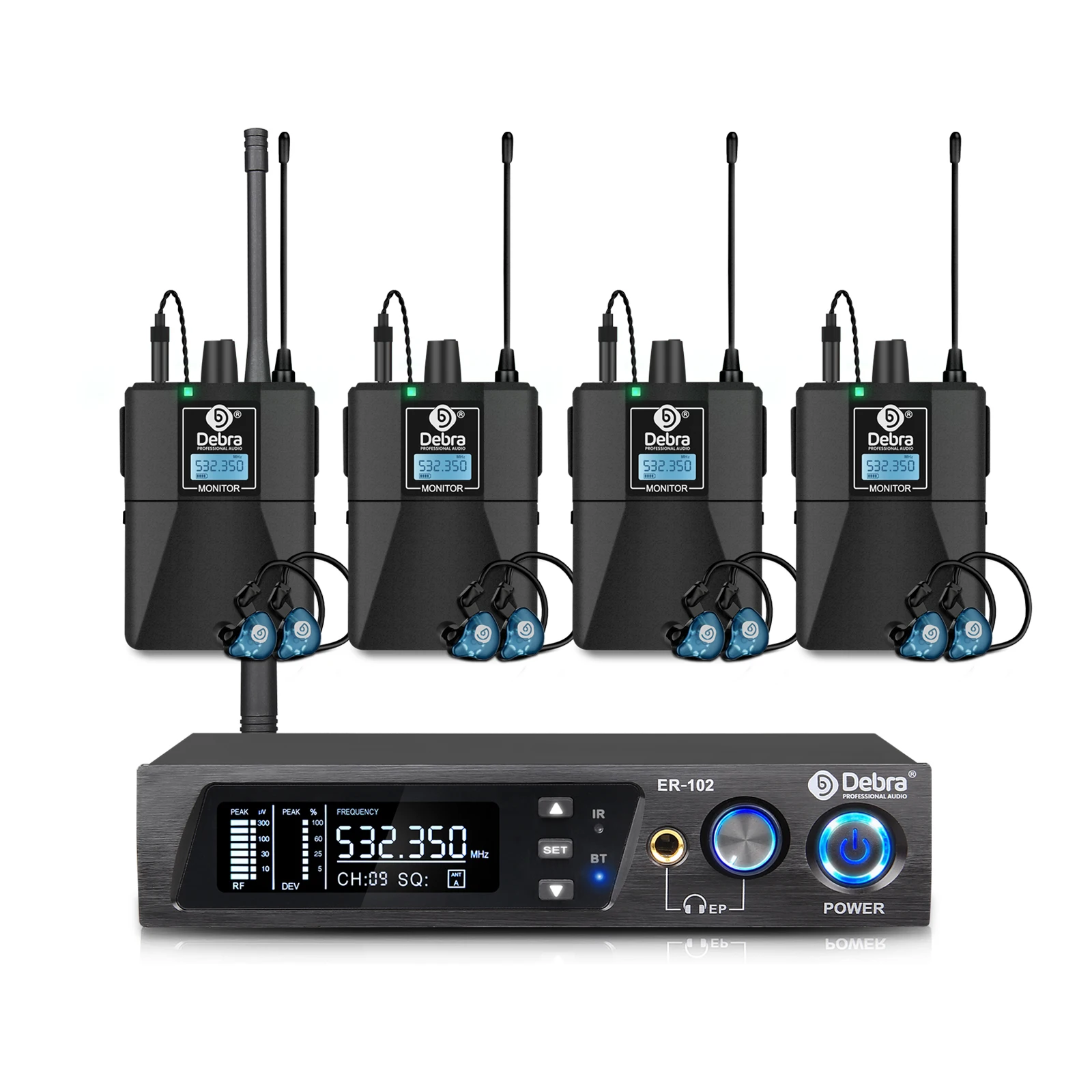 Debra ER-102 UHF IEM in-ear podiummonitor draadloos systeem met meerdere zenders voor kleine podiumoptredens