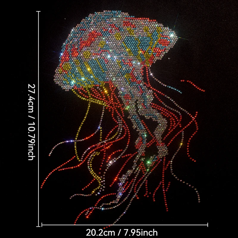 

DIY clothes, T-shirts, decorative patches and clothing accessories with large fabric stickers, rhinestones, jellyfish and sequin