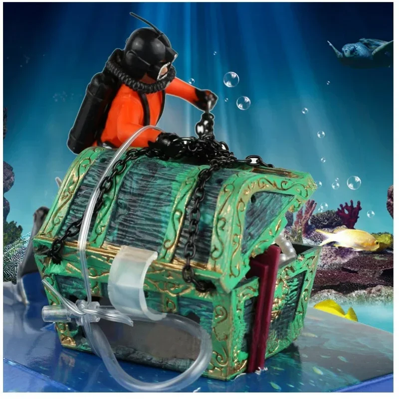 Fish Tank Decoration Treasure Frogman Fish Tank Landscaping Aquarium Pirate Treasure Aquarium Decoration image 6
