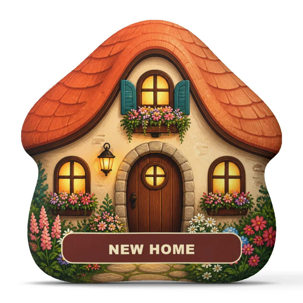 New Home House Shaped Plush Pillow Cottage Garden Cushion Housewarming Gift Stuffed Throw Pillow for Sofa Bedroom Home Decor