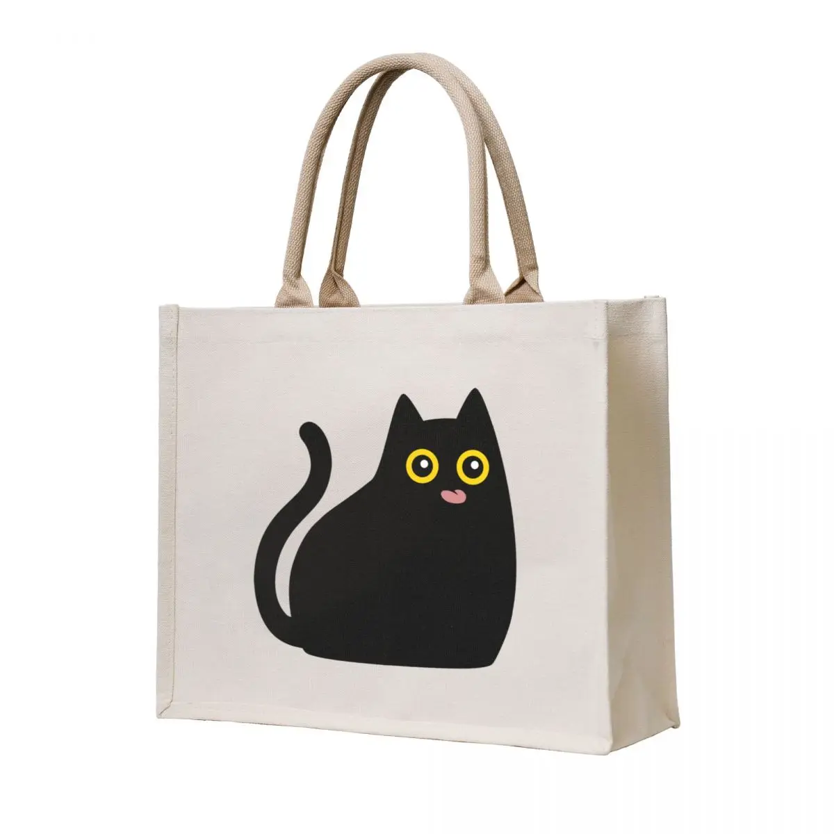 

Copia de Black cat with tongue out Tote Bag cloth bag woman Women's beach bags Handbags shopper bag women