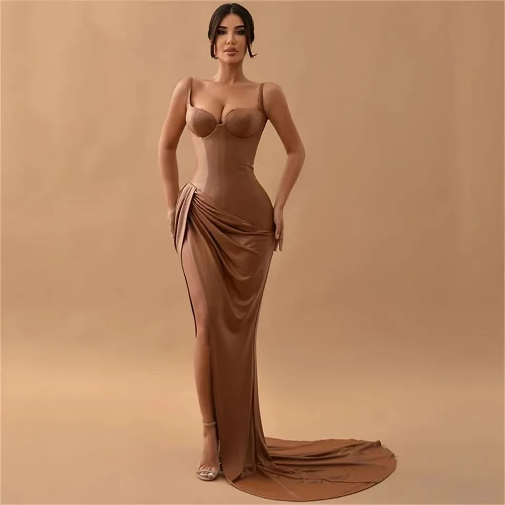 

Elegant Sweetheart Satin Mermaid Prom Dresses Floor Length Formal Evening Dress Side Slit Cocktail Party Gowns Custom Size