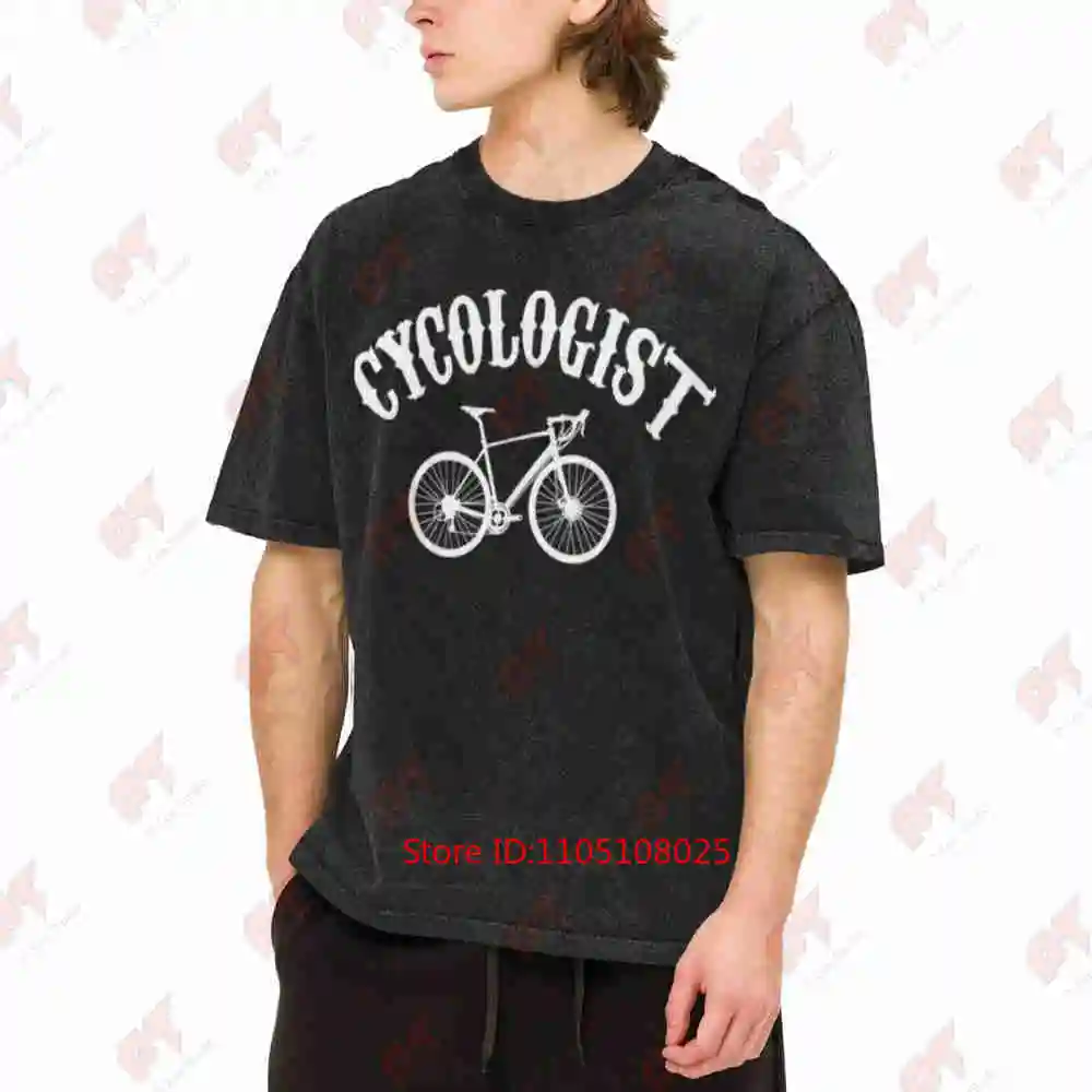 Cycologist Funny Cycling Psychologist Pun Vintage Washed Tee Pure Cotton T-Shirt