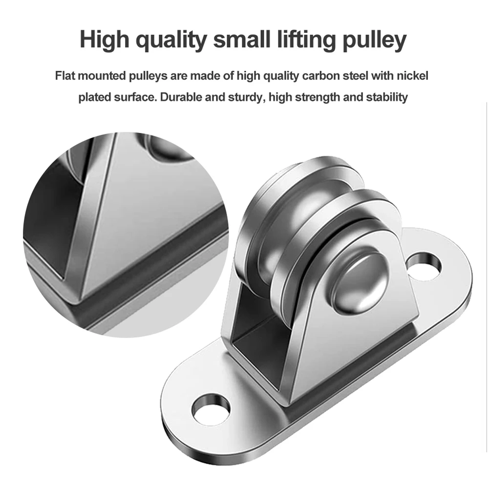 

2/4Pcs Heavy Duty Fixed Pulley Detachable Pulley Block Kit Bearing Silent Wheel Loading 176 Lb for Sliding Gate and Wire Rope