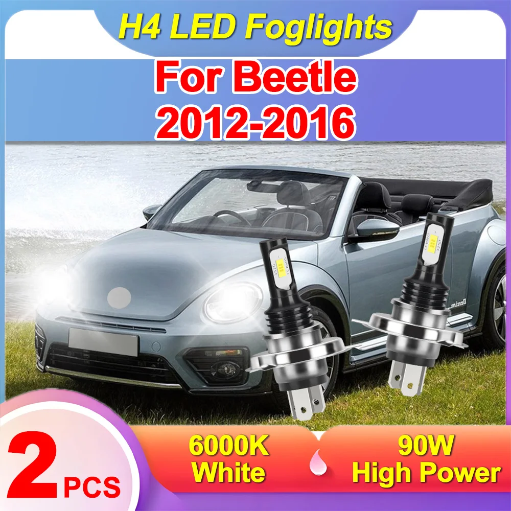 

2 шт. H4 автомобильные светодиодные противотуманные фары высокой мощности 6000K белые 90 Вт автоматические передние противотуманные фары 20000LM чипы CSP для Beetle 2012 2013 2014 2015 2016