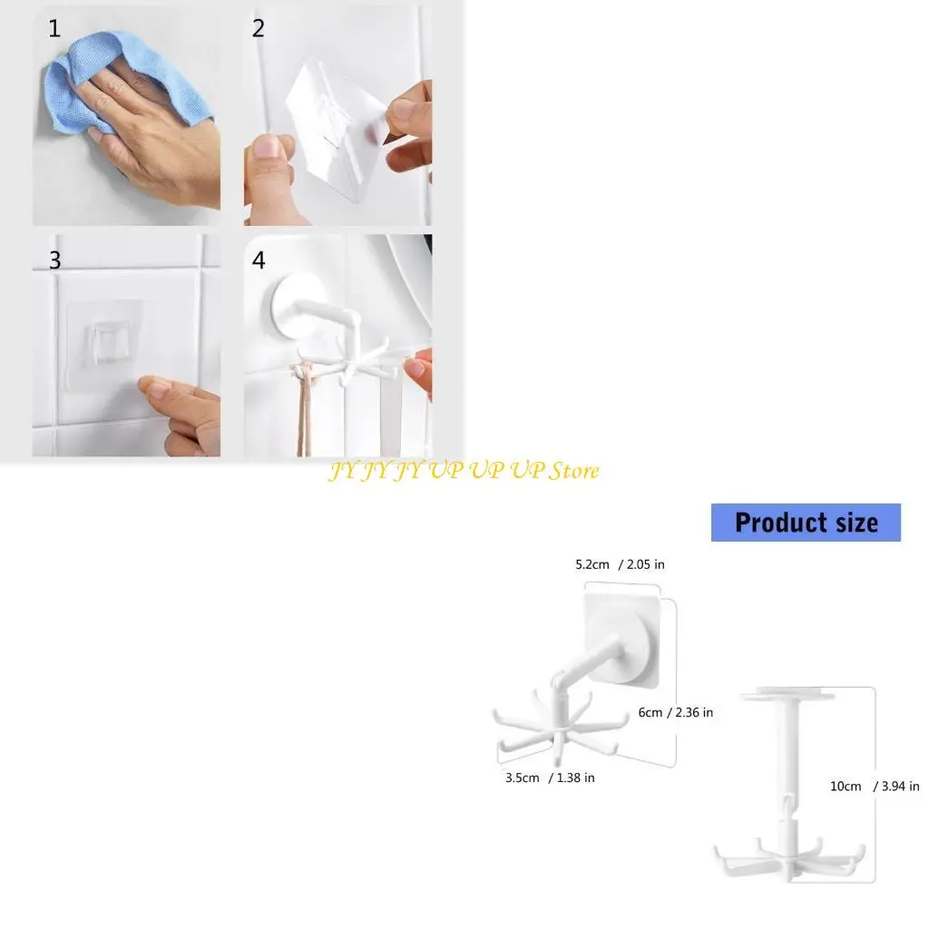 

Plastic 360 Degree Rotating Hook with 7 Prongs Practical Household Organization Hook Key Holder Space saving Organiser