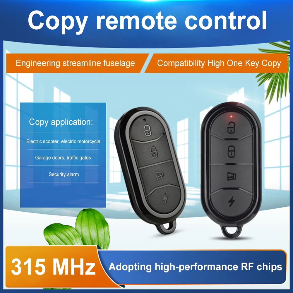 315 MHz/433 MHz Clone Remote Control Universal Copy Remote Controller 4 Buttons Replacement Key Fob for Vehicle Car