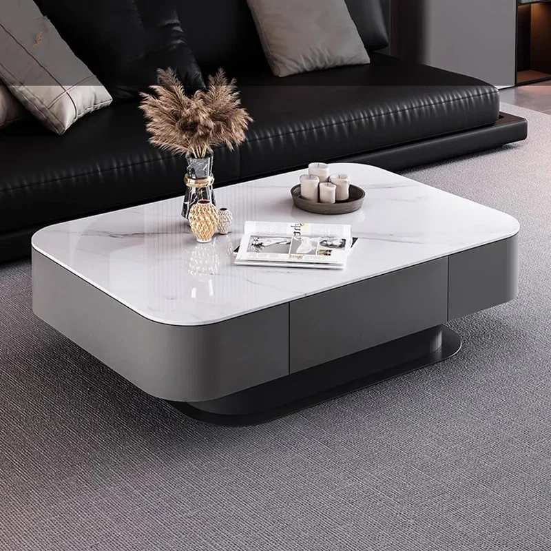 

European Coffee Table Organizer Drawer Storage Trendy Nordic Modern Coffee Table Rectangle Luxury Coffee Table Furniture