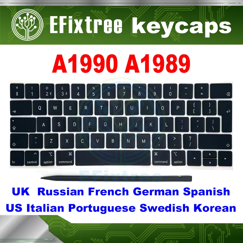 New Original Laptop A1990 A1989 Keyboard Keys Keycaps For Macbook Pro 15'' A1990 A1989 Keyboard key cap 2018-2019 Year