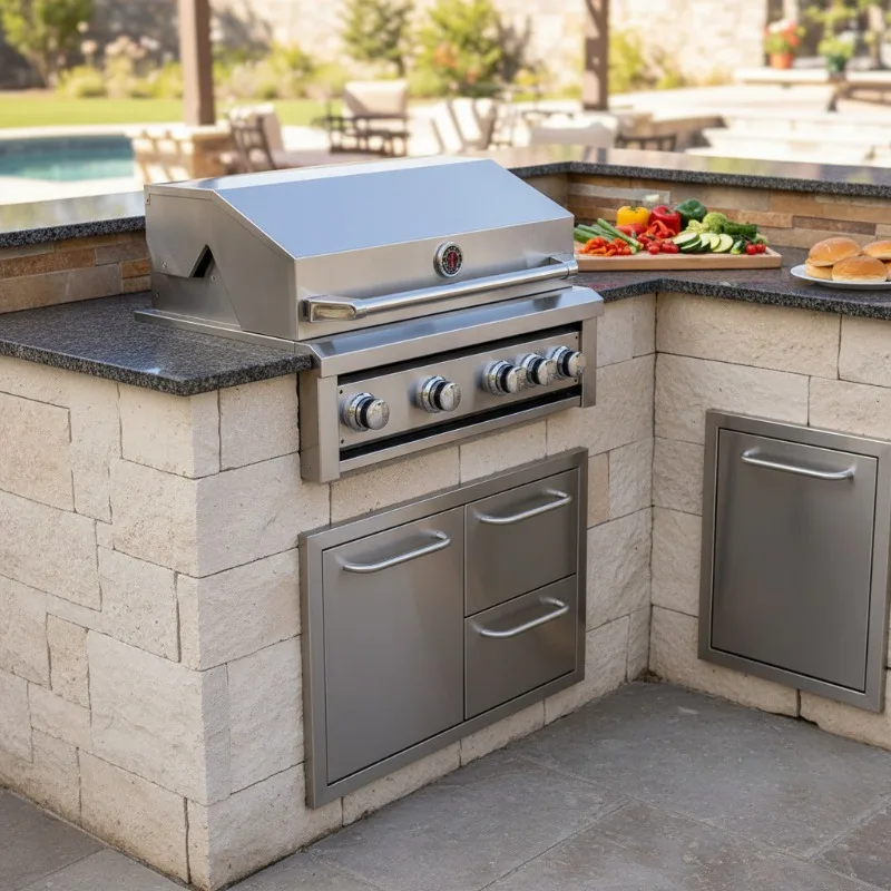 

Популярный уличный гриль для барбекю, коммерческий, из нержавеющей стали, кухонный, для гриль-островов, станция для барбекю, машина для приготовления барбекю