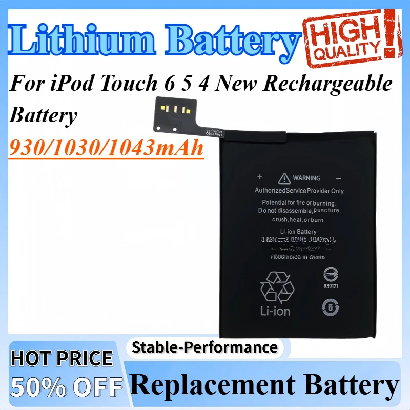

930/1030/1043mAh Replacement Lithium Battery A1574 A1641 A1367 A1421 A1509 For iPod Touch 6 5 4 New Rechargeable Battery