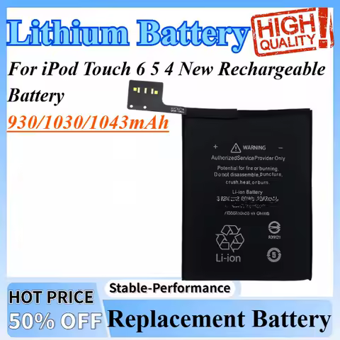 930/1030/1043mAh Replacement Lithium Battery A1574 A1641 A1367 A1421 A1509 For iPod Touch 6 5 4 New Rechargeable Battery