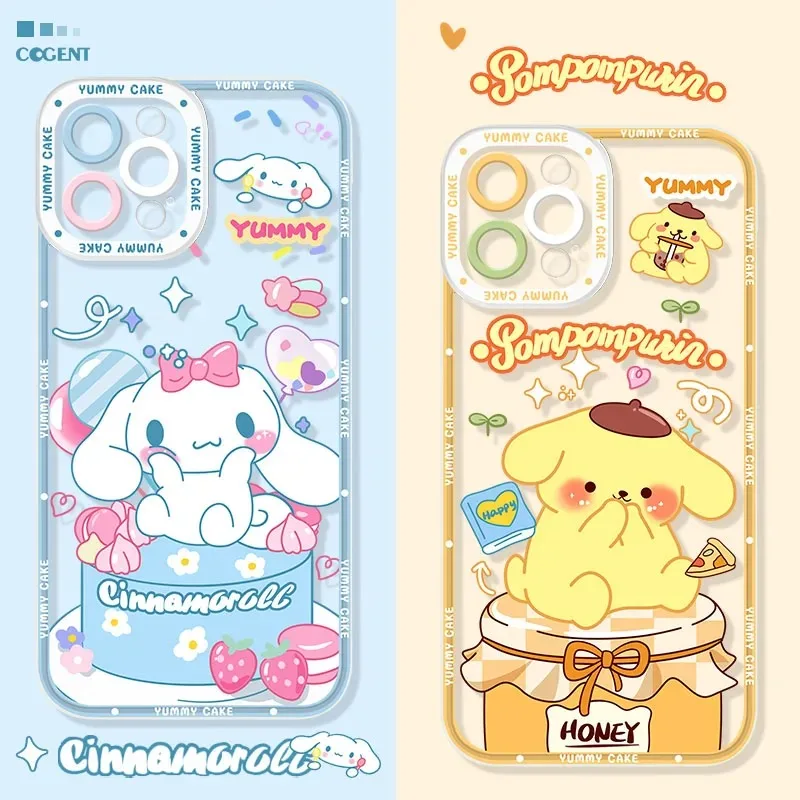 Sanrio Cinnamoroll Pom Purin Case For iPhone 15 14 Pro Max 13 12 Mini 11 Pro XR XS X 8 7 6 6S Plus SE 2020 Soft Silicone Cover