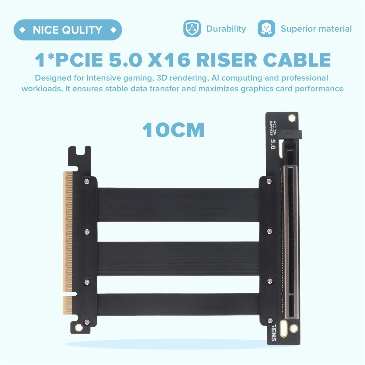 giftnew PCIe 5.0 X16 Riser Cable Compatible with PCIe 5.0 GPU 90 Degree Slot GPU Extension for 5090 10CM